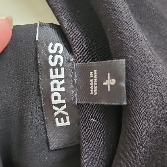 Express Black Sleeveless Top Tie Shoulders Deep V Flowy Summer Blouse - Picture 6 of 7